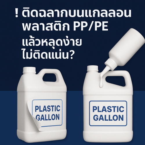 10.5 ติดฉลากบนแกลลอนพลาสติก PPPE แล้วหลุดง่าย ไม่ติดแน่น